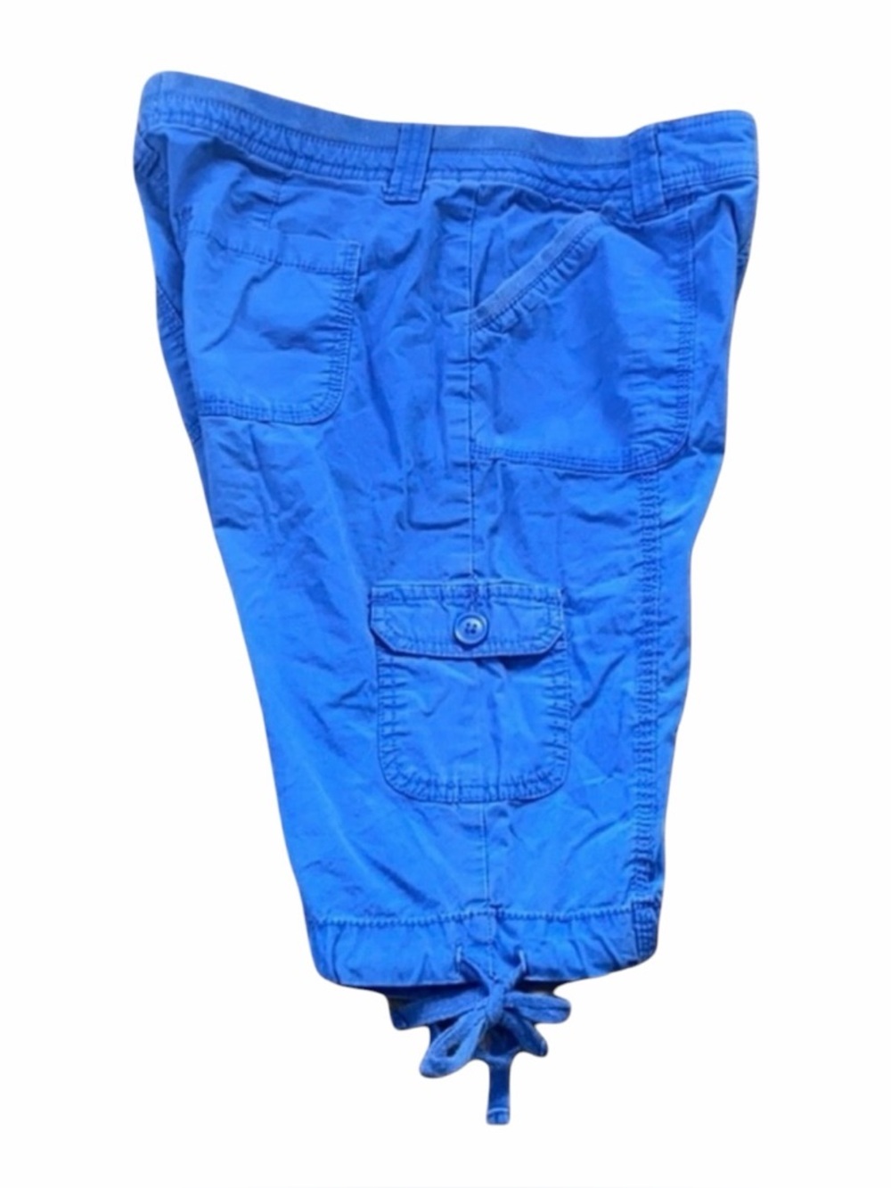 Saint Johns Bay Cargo Shorts Electric Blue Cotton Elastic Waist - Picture 3 of 7